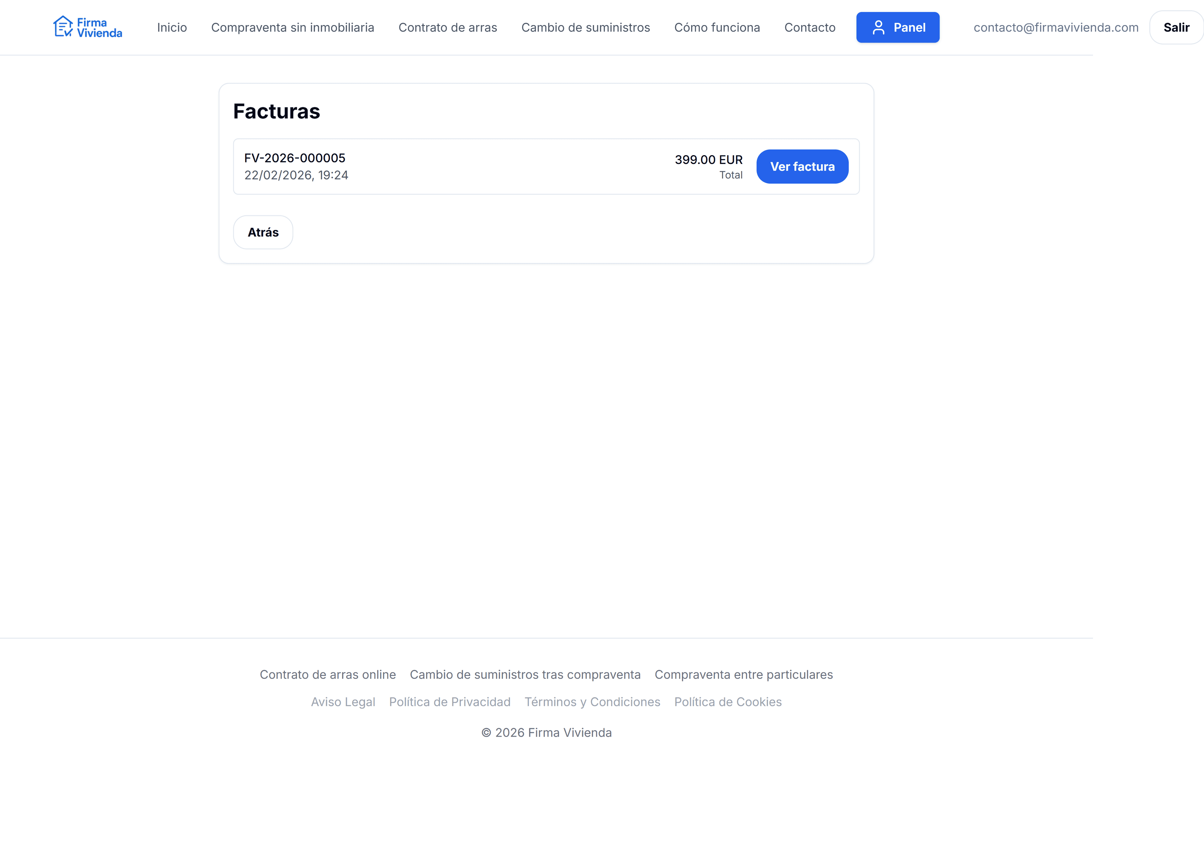 Factura disponible tras el pago