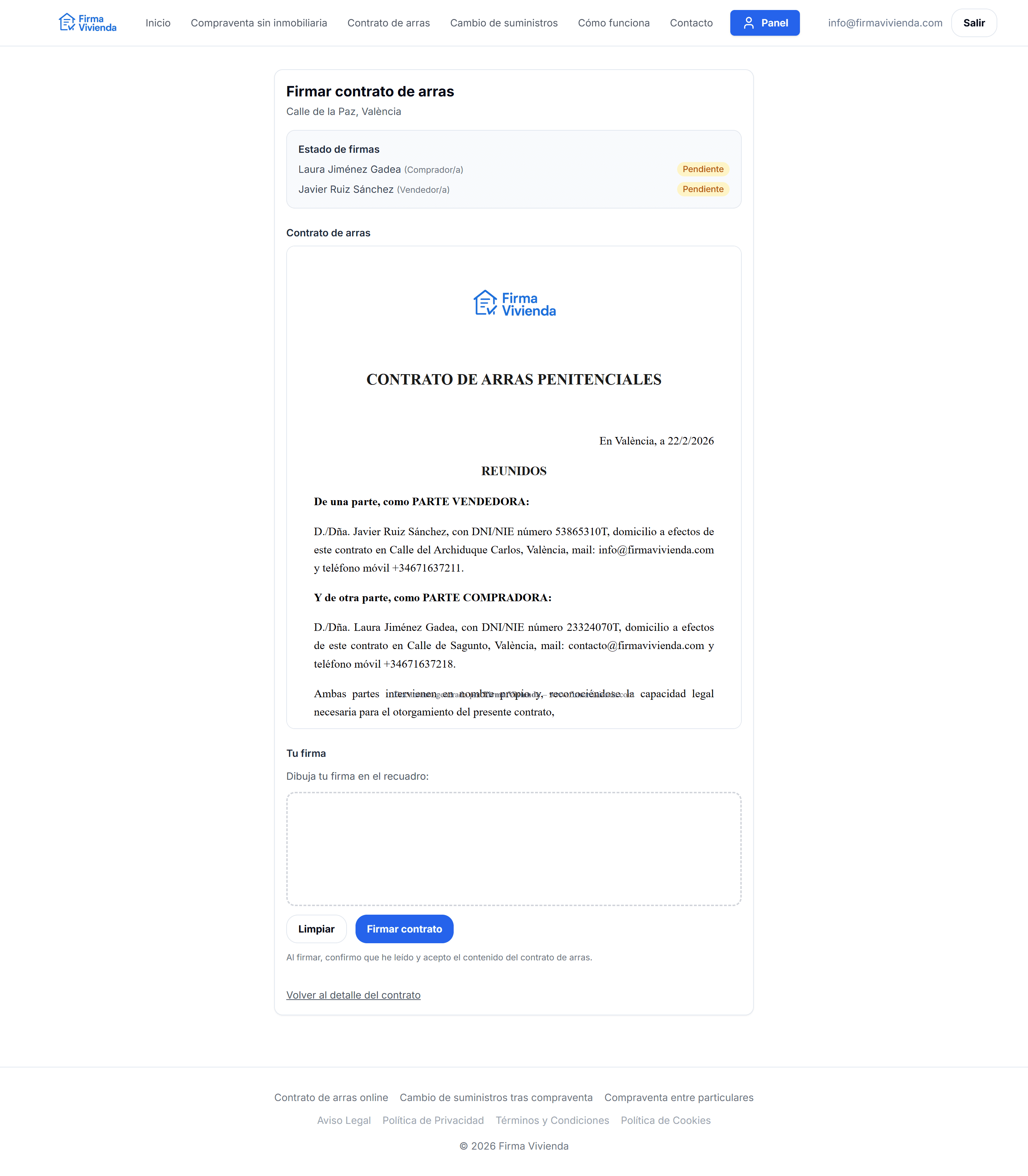 Electronic signature of the earnest money contract