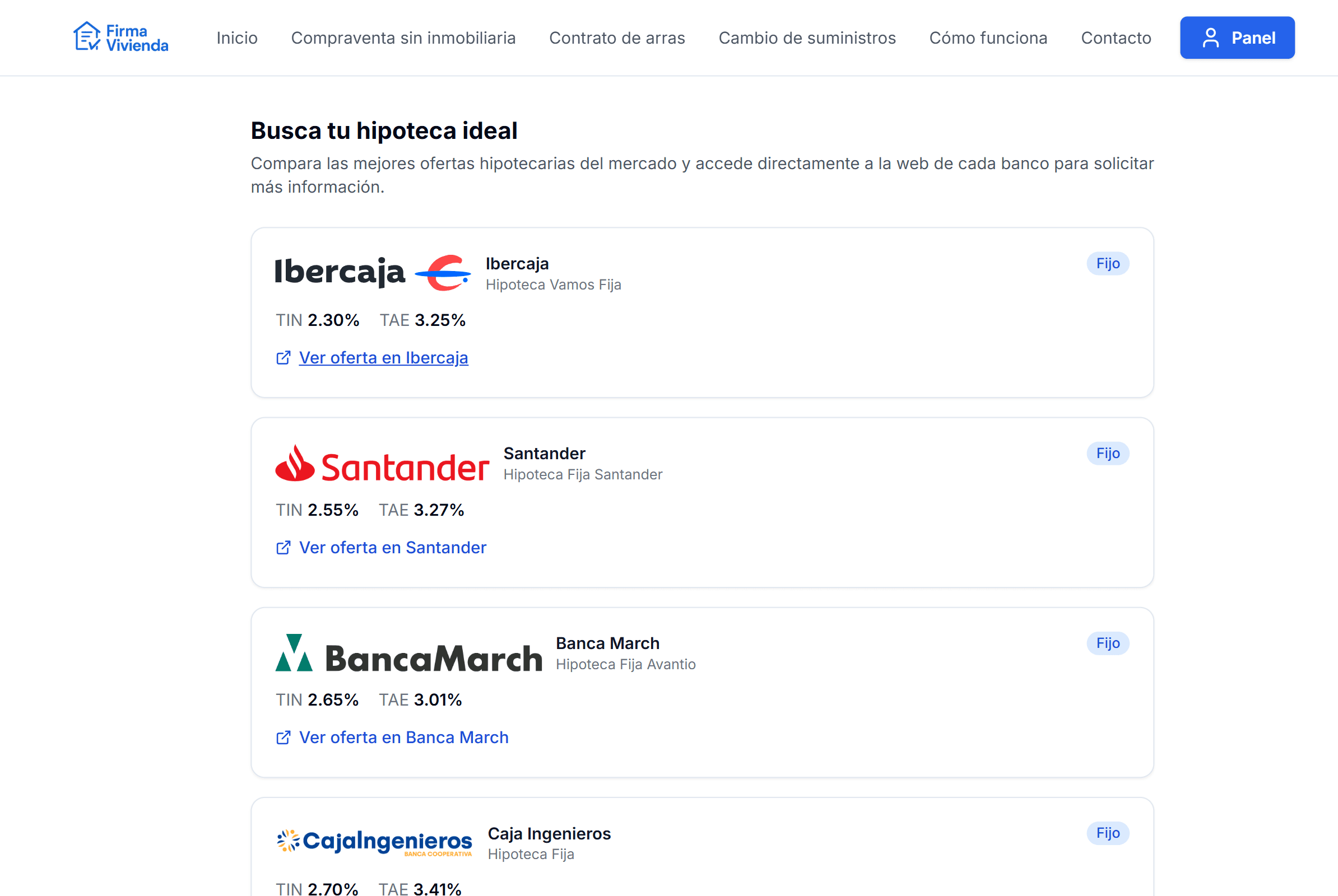 Mortgage offer comparison tool
